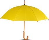 Parapluie automatique avec manche en bois - Jaune - 102 cm - Protection contre la pluie classique et élégante