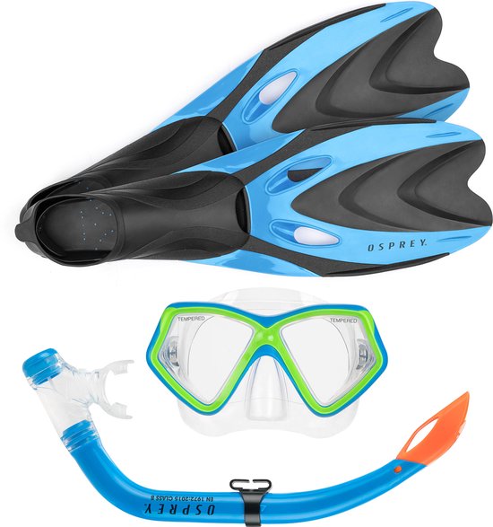 Foto: Osprey snorkelset kinderen blauw oranje maat xxs 33 36 eu valve purge splash guard