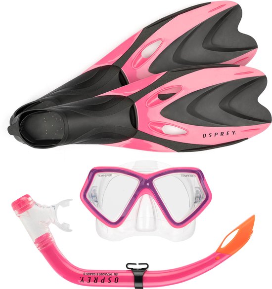 Foto: Osprey snorkelset junior siliconen zwart roze 5 delig maat xxxs