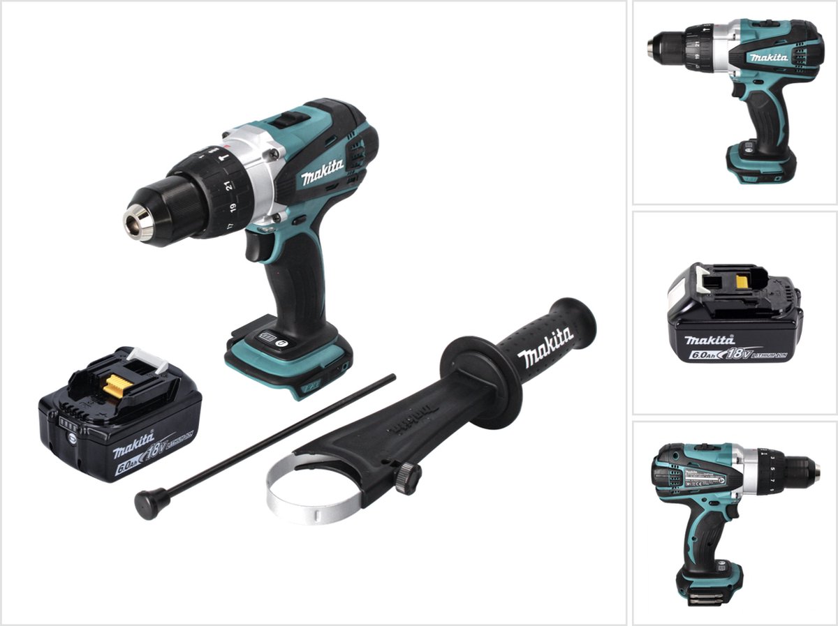 Makita DHP 458 G1 accu-klopboormachine 18 V 91 Nm + 1x accu 6,0 Ah - zonder oplader