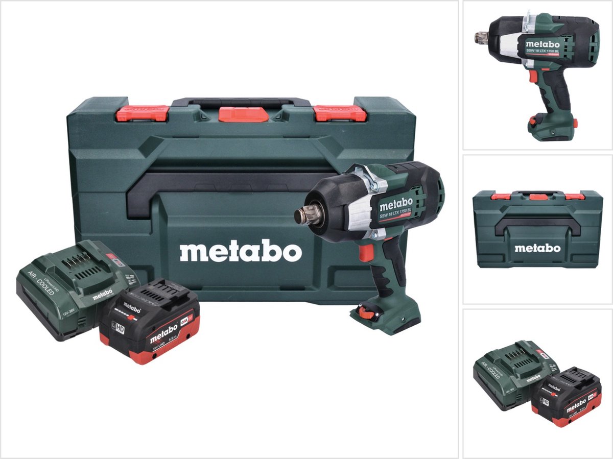Metabo SSW 18 LTX 1750 BL accuslagmoersleutel 18 V 1750 Nm 3/4" borstelloos + 1x oplaadbare accu 5,5 Ah + lader + metaBOX