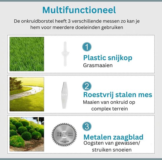 Onkruidborstel Elektrisch - Grastrimmers Met Accu - Elektrische Snoeischaar - 2 Accu's - Electrische Onkruidborstel - Merkloos