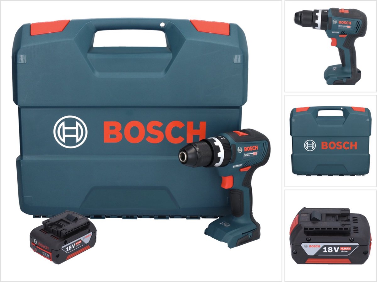 Bosch GSB 18V-55 Professional accu-klopboormachine 18 V 55 Nm borstelloos + 1x accu 4,0 Ah + koffer - zonder oplader