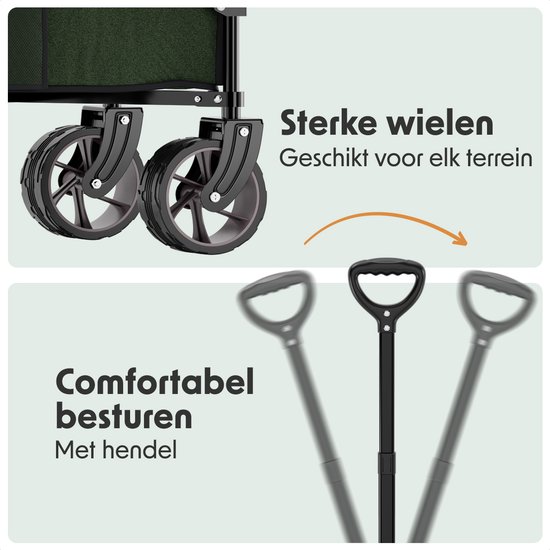 LifeGoods Bolderkar - XXL - Opvouwbaar - 300L - 150KG Draagkracht - Groen van LifeGoods — afbeelding 3