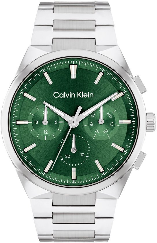 Calvin Klein CK25200441 DISTINGUISH Heren Horloge - Mineraalglas - Staal - Zilverkleurig - 44 mm breed - Quartz - Vouw/Vlindersluiting