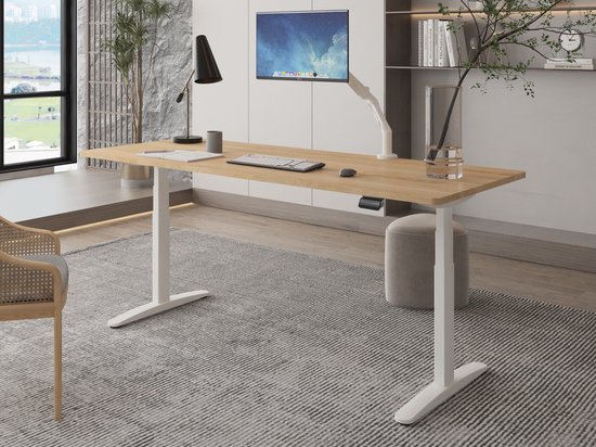 Worktrainer - Bureau assis-debout - OvalDesk - Électrique - Écran à mémoire - Cadre blanc uniquement