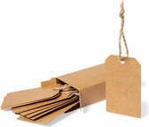 Cadeau tags/labels - kraftpapier/karton aan touwtjes - 50x stuks - 5 x 9 cm - kado etiketten