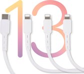 3x USB C Kabel - Geschikt voor iPhone Lightning Kabels USB C - 20W Snellader