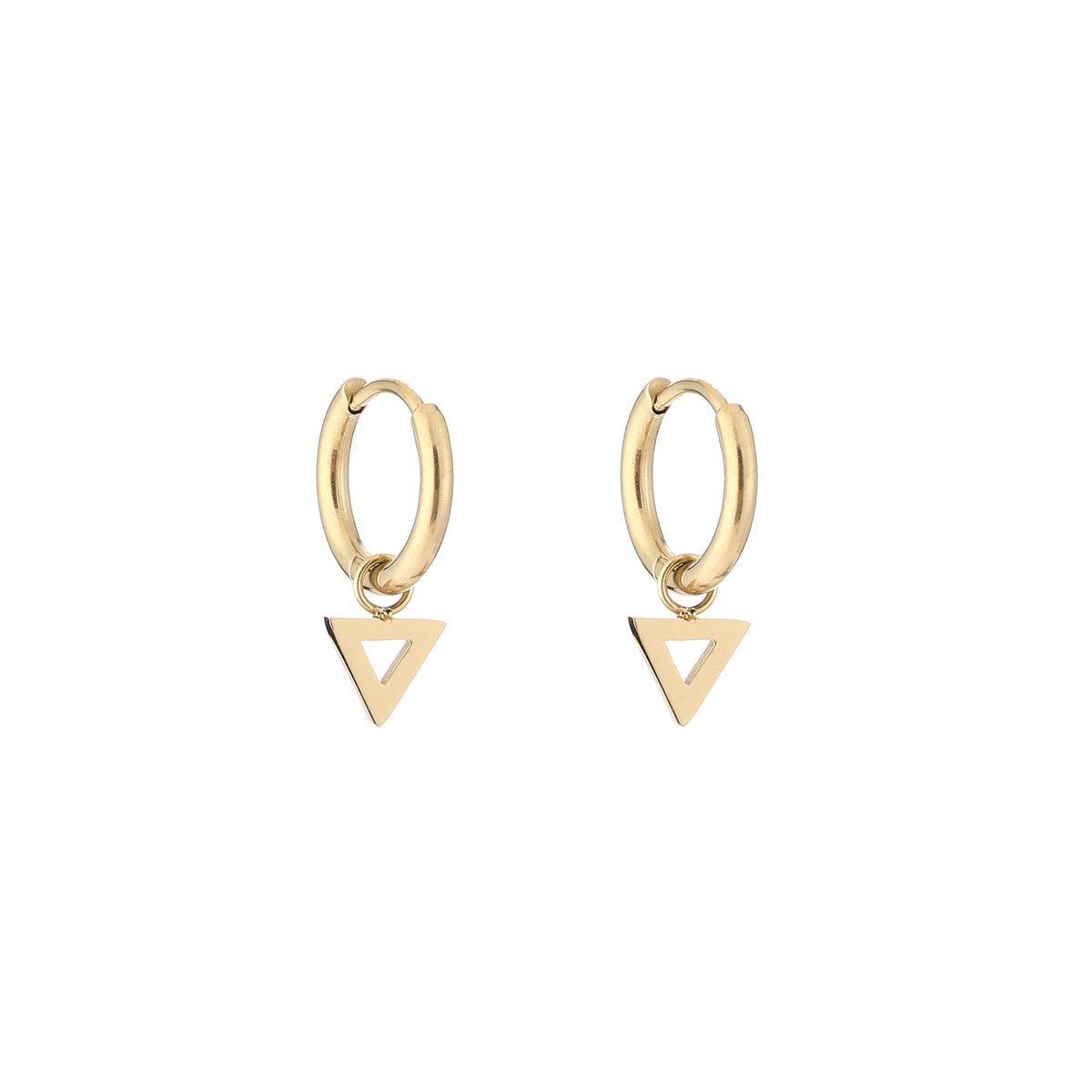 Minimalistische oorbellen driehoek - Gouden oorbellen - Dames oorbellen - Stainless steel - Nikkel vrij - 1,60 x 1 cm - Oorbellen voor kinderen - Kerst sieraden - Kerst cadeau - Sinterklaas - Cadeau voor dames - Moederdag - Valentijn