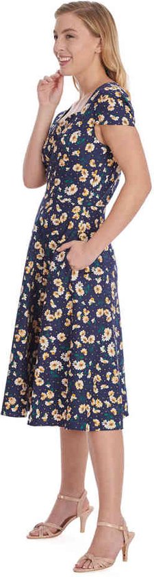 Banned - Robe évasée Wildflower - S - Blauw