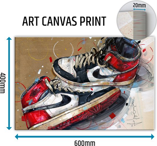Sneaker canvas 1984 black toe - white laces 60x40 cm
