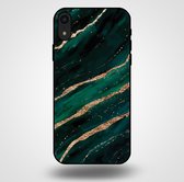 Smartphonica Telefoonhoesje voor iPhone Xr met marmer opdruk - TPU backcover case marble design - Groen Goud / Back Cover geschikt voor Apple iPhone XR