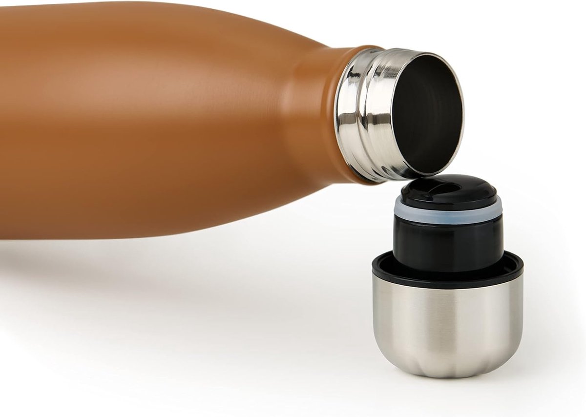 Thermoskan 500 ml thermoskan 500 ml roestvrij staal waterdicht herbruikbaar BPA-vrij voor warme en koude dranken pompkin spice- bruin