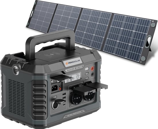 Heko Solar® Master 1000 + Unfold 200 - Powerstation met Zonnepaneel - 1000W (2000W Piek) - 933Wh Capaciteit - 200W Zonnepaneel - Draagbaar - Generator - Voor Noodpakket, Stroomuitval, Kamperen en Outdoor