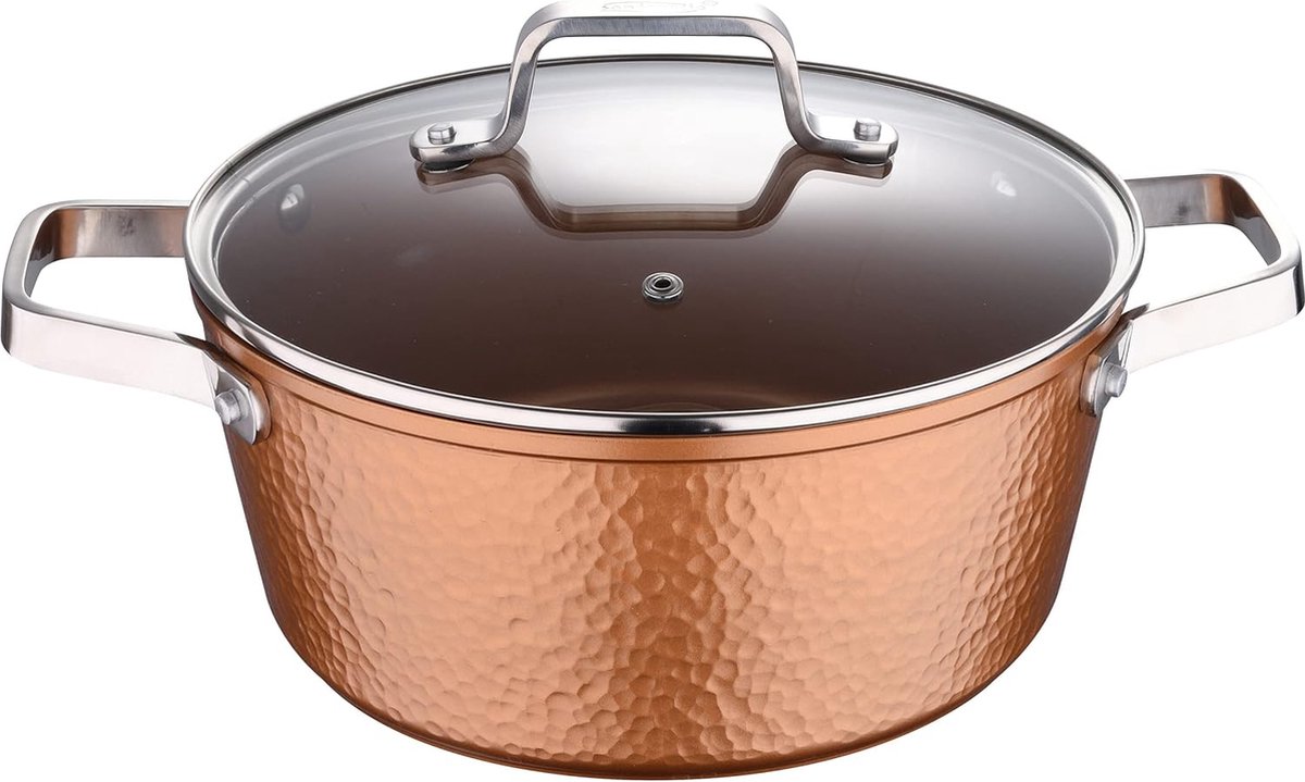 Bol.com Origenes | Kookpot 24 cm en 10,4 cm hoog met glazen deksel | 4-voudige antiaanbaklaag | Gemaakt van gesmeed aluminium | ... aanbieding