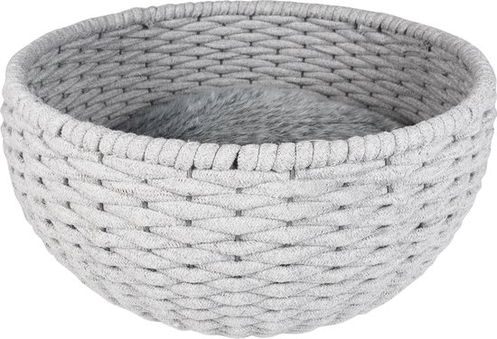 Duvo+ Kattenmand Oyster mand rond in katoentouw Grijs 45x45x23cm