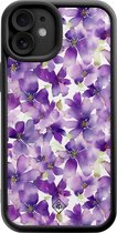 Casimoda® hoesje - Geschikt voor iPhone 12 - Floral Violet - Effen telefoonhoesje met lensbescherming - TPU - Backcover - Paars