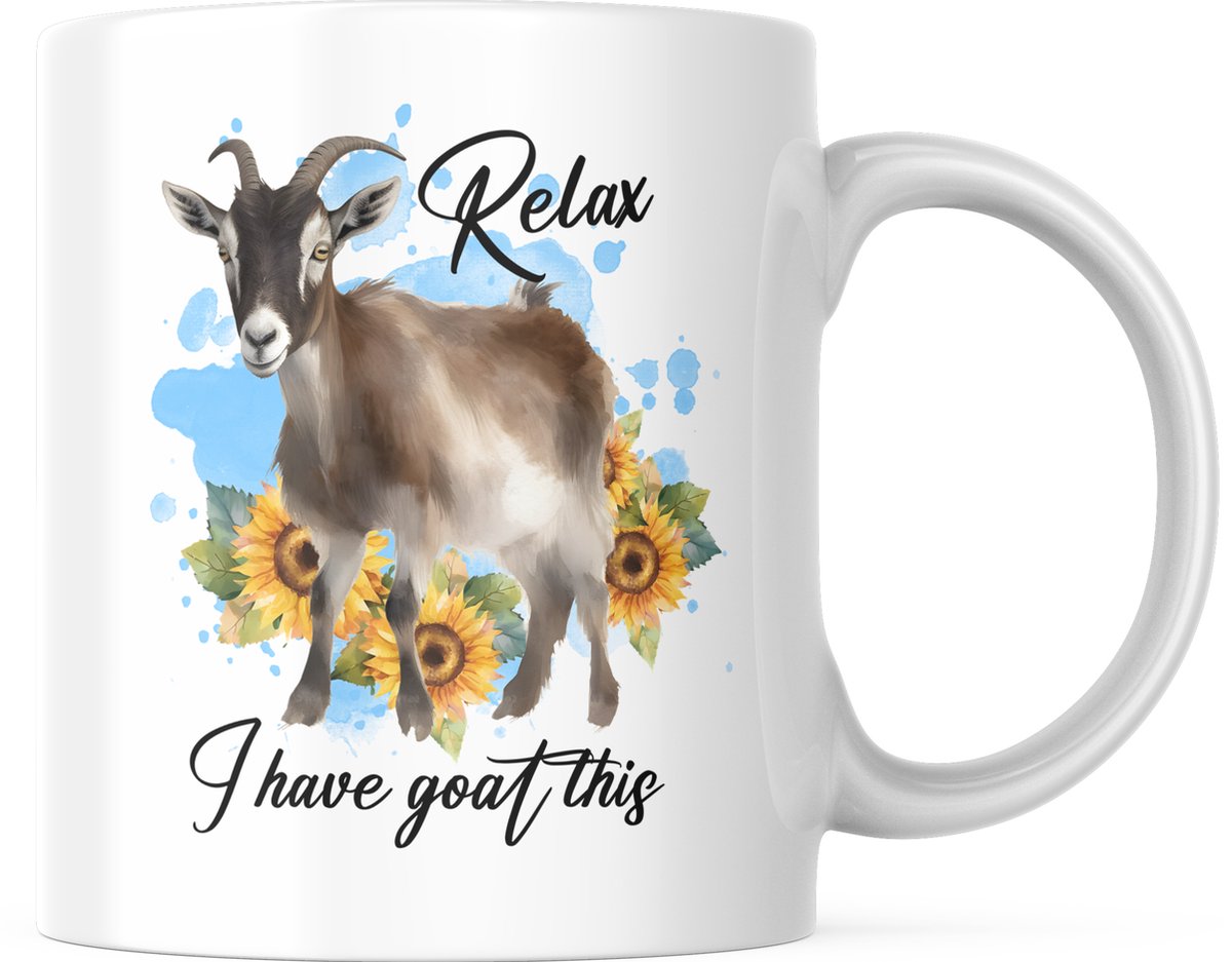 Grappige Mok met tekst: Relax, I have goat this | Grappige Quote | Funny Quote | Grappige Cadeaus | Grappige mok | Koffiemok | Koffiebeker | Theemok | Theebeker