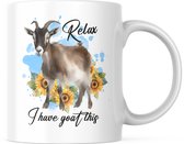 Grappige Mok met tekst: Relax, I have goat this | Grappige Quote | Funny Quote | Grappige Cadeaus | Grappige mok | Koffiemok | Koffiebeker | Theemok | Theebeker