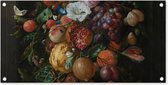 Tuinposter Festoen van vruchten en bloemen - Schilderij van Jan Davidsz. de Heem - 80x40 cm - Wanddecoratie Buiten - Tuinposter - Tuindoek - Schuttingposter - Tuinschilderij