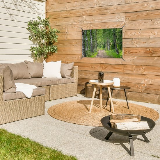 Tuindecoratie Bos - Bomen - Berk - 60x40 cm - Tuinposter - Tuindoek - Buitenposter