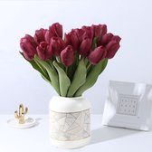 10 pièces Magnifique tulp artificielle - Aspect réaliste - Durable et facile d'entretien - rose rouge