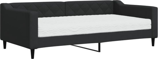 vidaXL - Slaapbank - met - matras - 90x190 - cm - stof - zwart