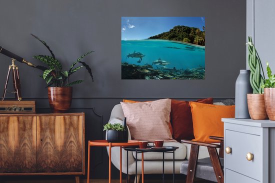 Stickers muraux - Film autocollant - Corail - Requins - Mer - 80x60 cm - Film adhésif - Stickers muraux muraux Chambre d'enfant - Papier peint autocollant - Papier peint autocollant - Film autocollant