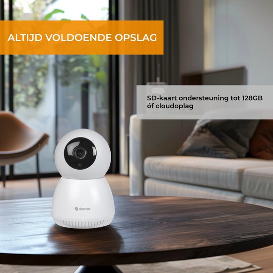 Denver Beveiligingscamera Indoor - Huisdiercamera - Camera met Nachtzicht - Tuya App - WiFi - Full HD - 1080P - Bewegingsdetectie - IIC215MK2- Wit van Denver — afbeelding 4