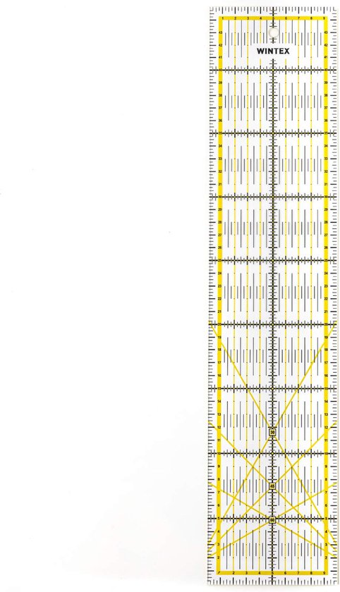 WINTEX Universele liniaal, 10 cm x 45 cm, transparant, 2-kleurige druk met cm-raster en hoekweergave in 30°/45°/60° - rolsnijderliniaal, patchwork-liniaal, knutselliniaal - ideaal voor naaien en knutselen