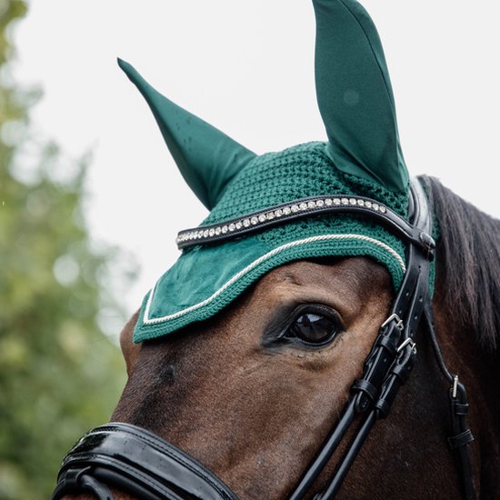 Bonnet Anti-Mouches En Velours Kentucky Horsewear - Vieux Rose Pour Protection Des Oreilles De Cheval