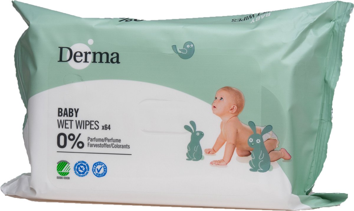 Goedkoopste Derma - Eco Baby Billendoekjes - 0 Parfum - 64 doekjes