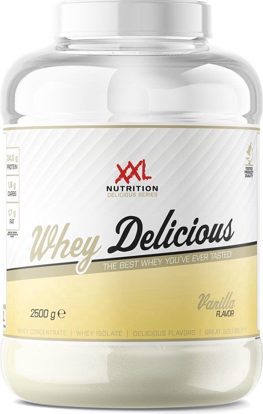 XXL Nutrition - Whey Delicious - Vanille - Wei Eiwitpoeder met BCAA & Glutamine, Proteïne poeder, Eiwit shake, Whey Protein - 1000 gram - XXL Nutrition