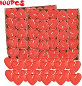 100 Stuks Valentijn kaarsen Romantische Rode Hartvormige Theelichtjes - Perfect voor Valentijnsdag, Huwelijksaanzoeken, Jubilea & Romantische Avonden - Milieuvriendelijke, Rookvrije Decoratieve Kaarsen voor Speciale Gelegenheden