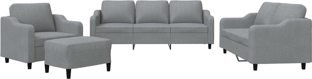 vidaXL - 4-delige - Loungeset - met - kussens - stof - lichtgrijs
