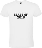 Wit T-Shirt met “Class of 2018 “ Afbeelding Zwart Size 3XL