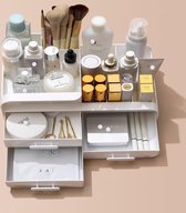Organisateur de Maquillage Boîte de rangement cosmétique avec capacité 9 grilles et 3 tiroirs Convient pour les bijoux, pinceaux, rouges à lèvres, crèmes, papeterie