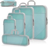 Koffer Organizer Set 5-delige Packing Cubes Compressie, wijd open kledingbekers, bagage-organizer, pakkubussen voor rugzak, reisaccessoires, organizer, paktassen (blauw)