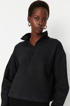 Trendyol TWOAW22SW0732 Volwassenen Vrouwen Sweatshirt Single pack - Antraciet - XL