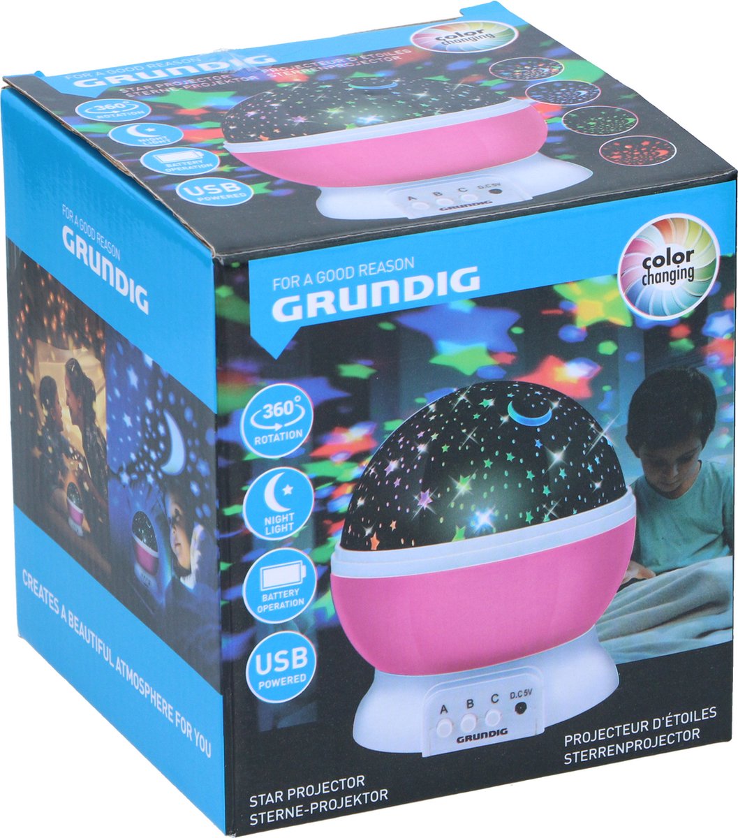 Grundig Nachtlamp sterren projector - 3 standen - 360 graden - galaxy projector sterrenhemel - roze – foto 7