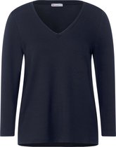 Street One basic shirt with knit look v-neck - Dames T-shirt - deep blue - Maat 38