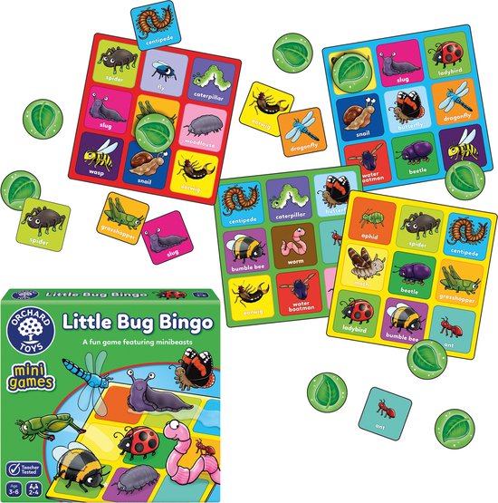 Orchard Toys - Little Bug Bingo - Mini Game - Insecten bingo spel - voor thuis en onderweg - vanaf 3 jaar - Orchard Toys