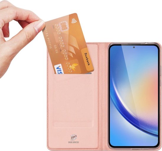 Coque Dux Ducis Skin Pro Series adaptée au Samsung Galaxy A35 | Book Case avec porte-cartes | Porte-monnaie | Standard | Rose