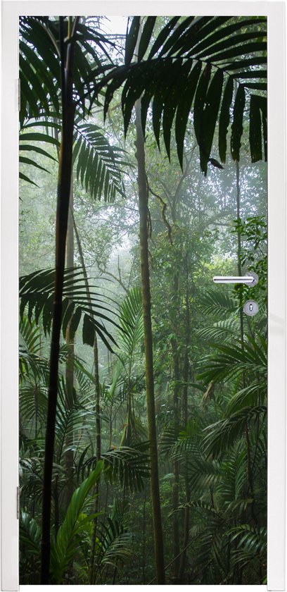 Sticker pour porte Forêt Tropicale - Tropical - Jungle - Arbres - Plantes - 85x205 cm - Poster de Porte