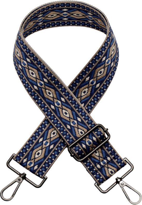 Schouderriem Mountains Blue - bag strap - verstelbaar - met gespen - afneembare schouderband - tassenriem