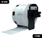 DULA Brother Compatible DK-11226 - Voorgestanst label - 3 rollen - 52 x 29 mm - 1000 labels per rol - Zwart op wit - Papier