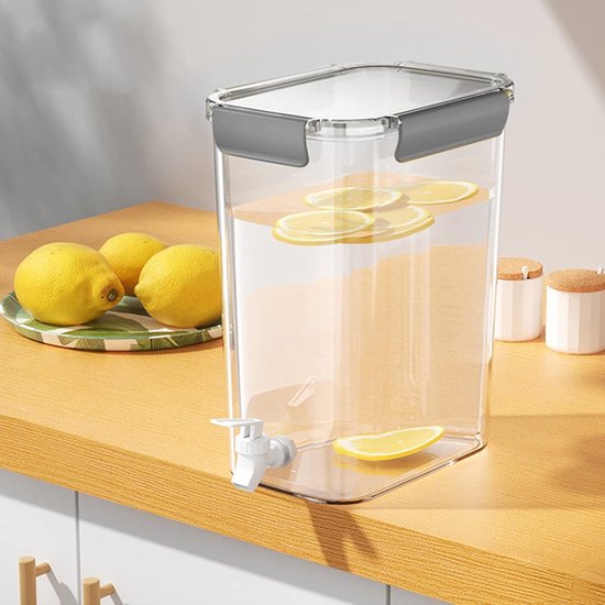 Drankdispenser met kraan, 5L koelkast Koude waterkoker Dubbel compartiment, BPA-vrij fruittheepot IJswateremmer Waterkan Watercontainer voor het maken van thee en sappen