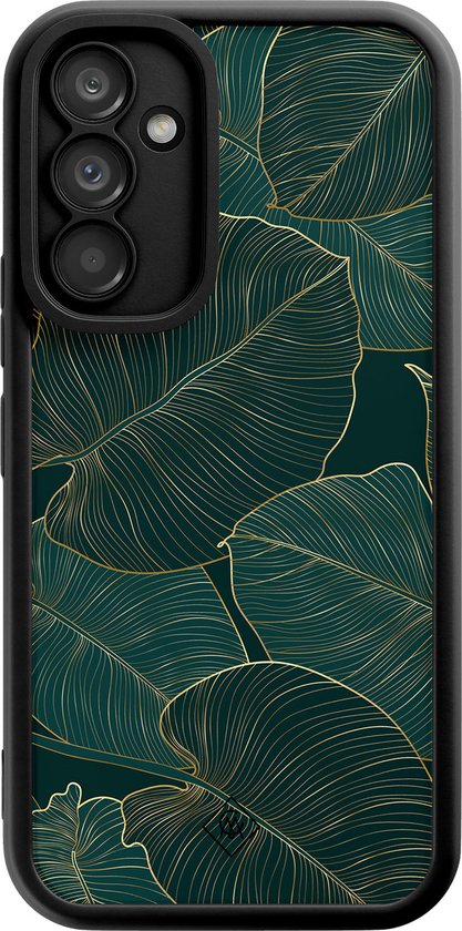 Coque noire Samsung Galaxy A54 - Feuilles de Monstera - Vert - Coque Rigide TPU Zwart - Plantes - Casimoda