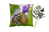 Sierkussens - Kussentjes Woonkamer - 60x60 cm - Lavendel - Vlinder - Botanisch
