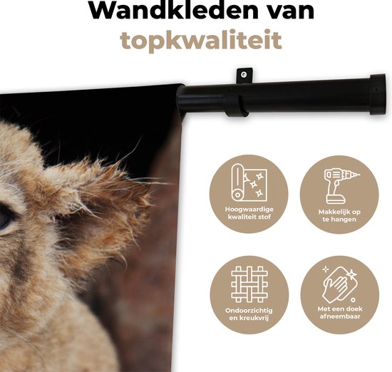 Tapisserie Lions - Cub Tapisserie coton 90x135 cm - Tapisserie avec photo